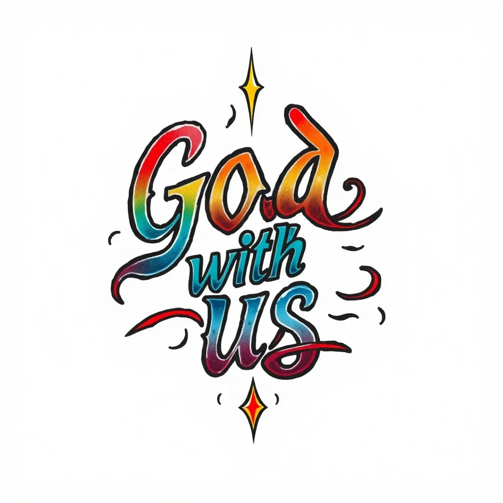 Dios con nosotros lettering en español  tetování