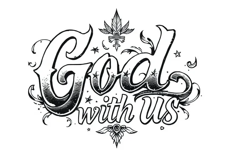Dios con nosotros lettering tetování