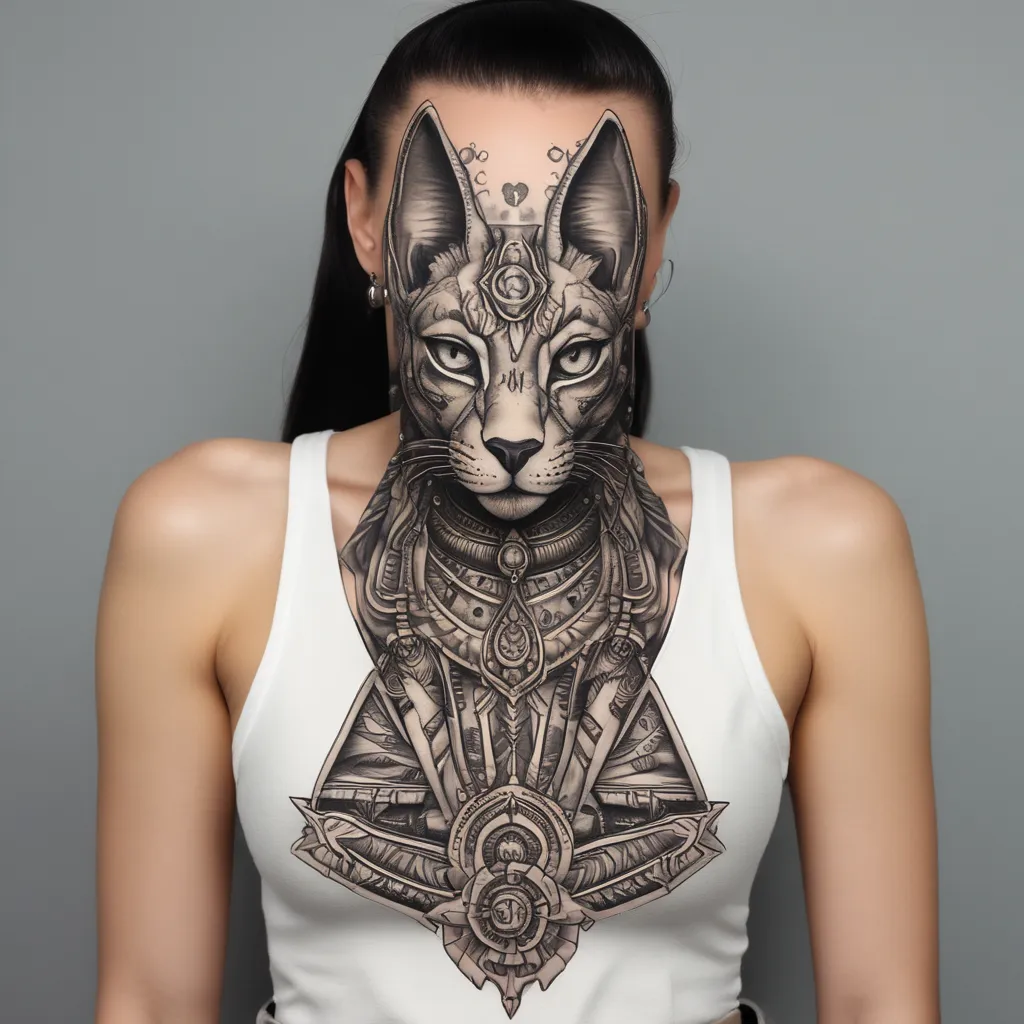 Goddess bastet pyramid tattoo