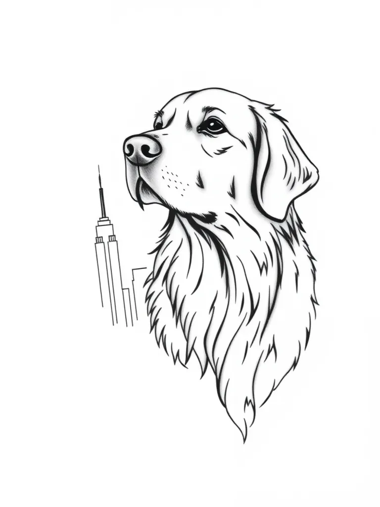 Golden retriever, pcb design, New York City  tatuaż