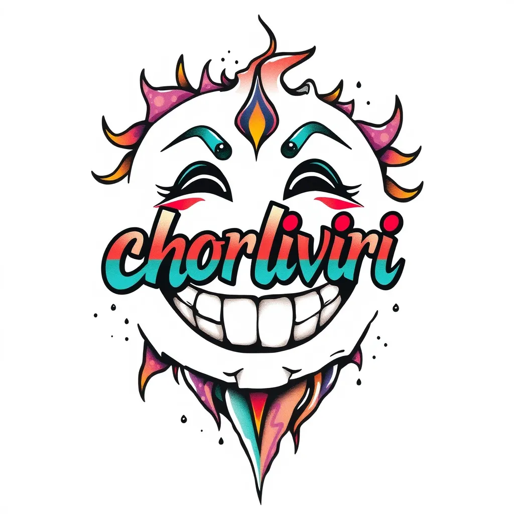 sonrisa estilo grafitti con la palabra chorliviri tatuering