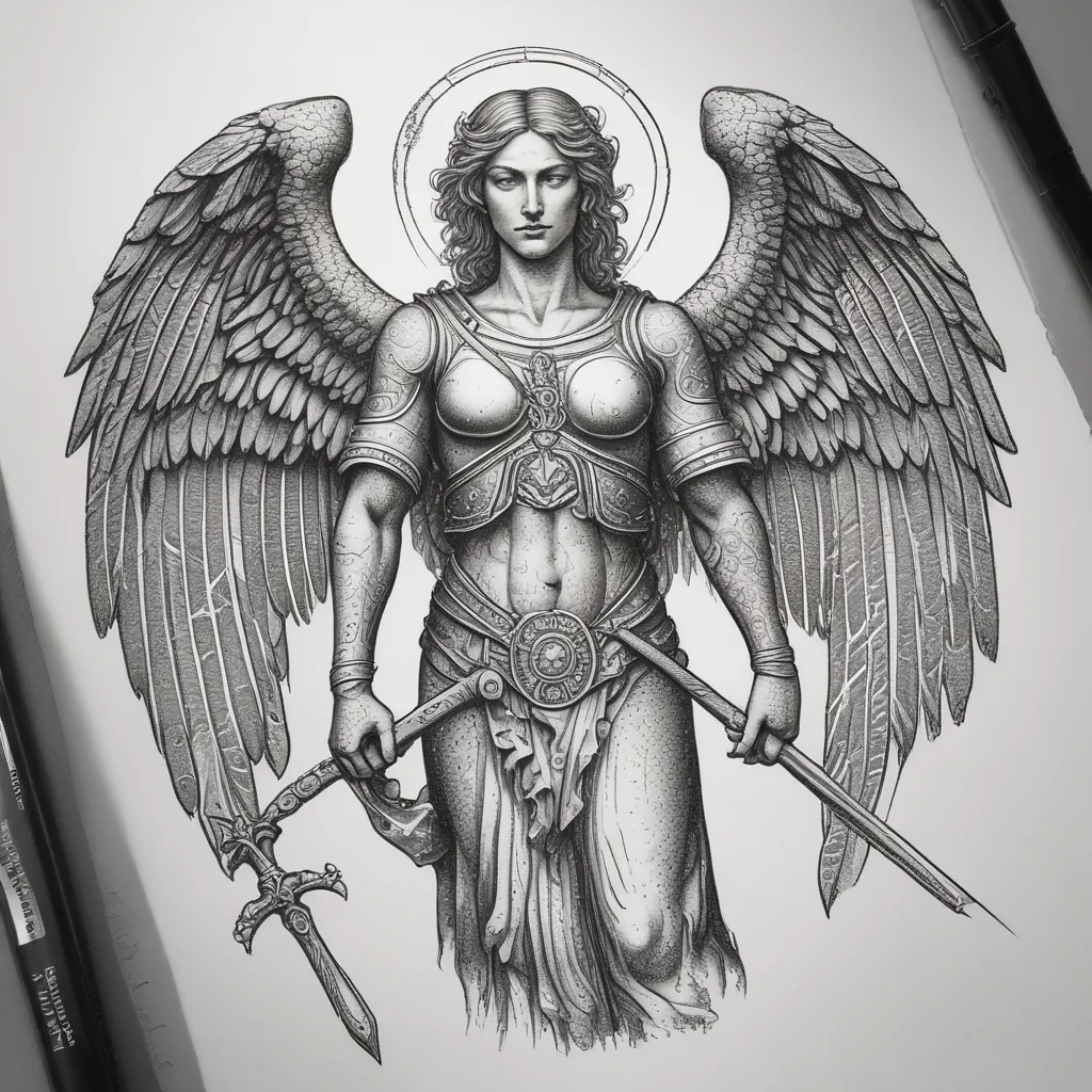 Guardian Angel Holding A Sword tatuagem