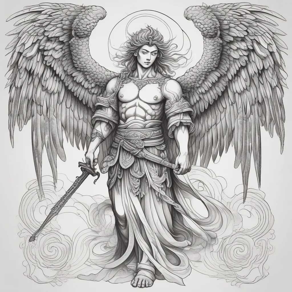 Guardian Angel Holding A Sword tatuaje