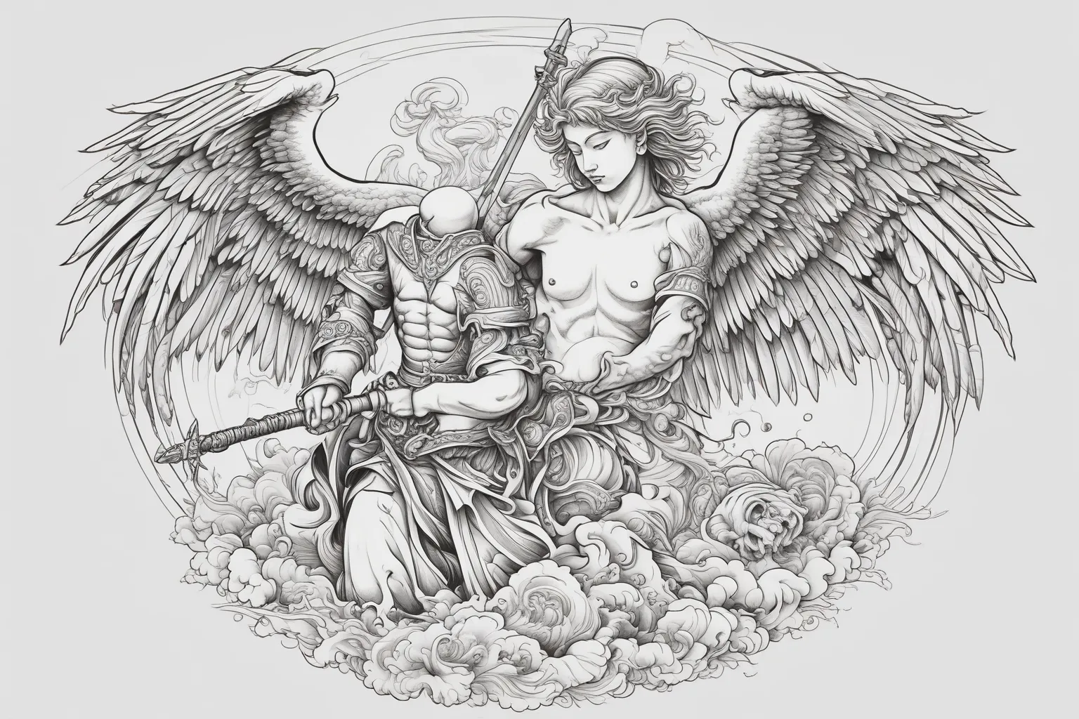 Guardian Angel Holding A Sword tatuaje