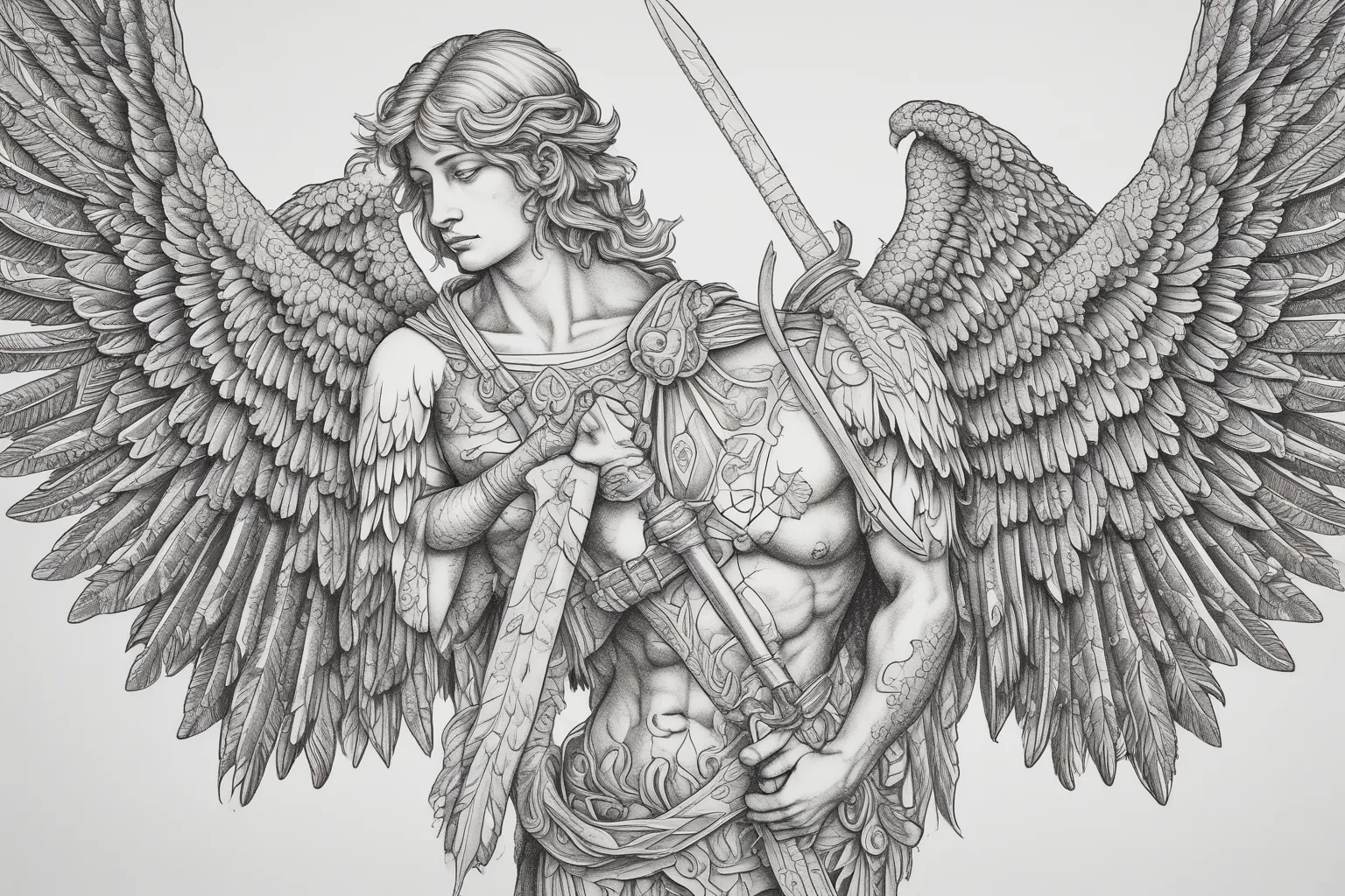 Guardian Angel Holding A Sword tatouage