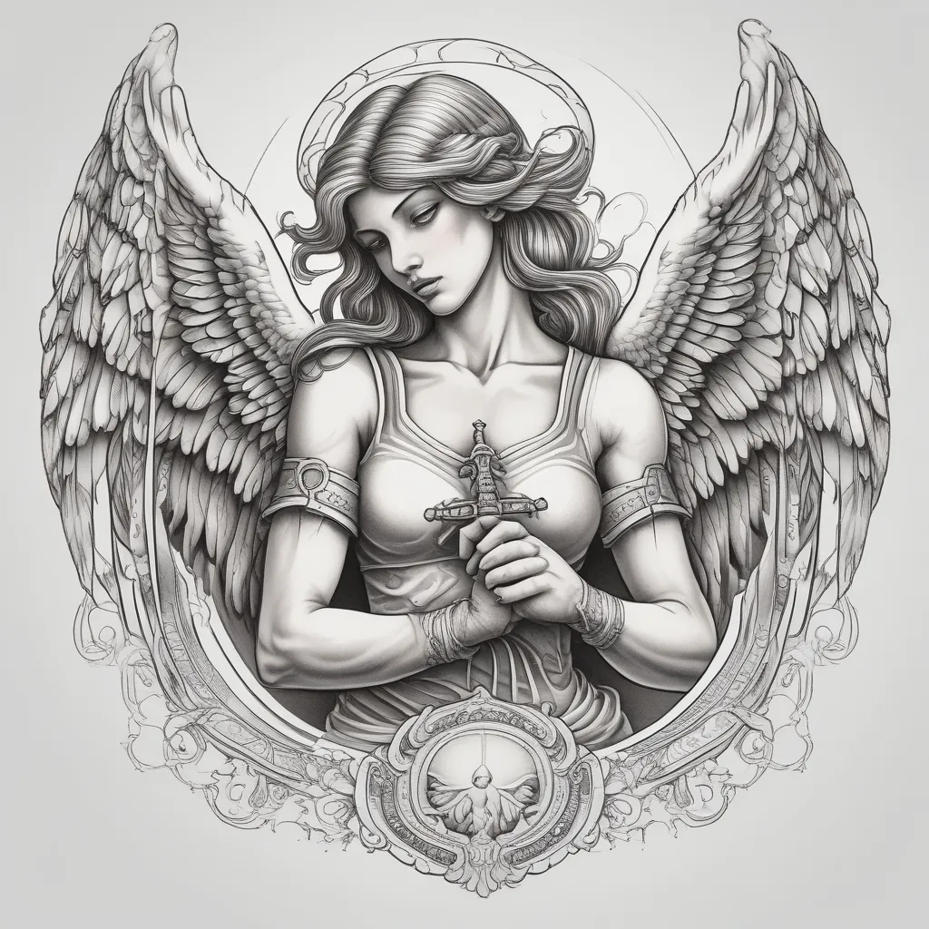 Guardian Angel Holding A Sword tatuering