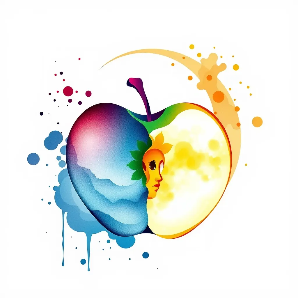 半个苹果,月亮 tatoeage