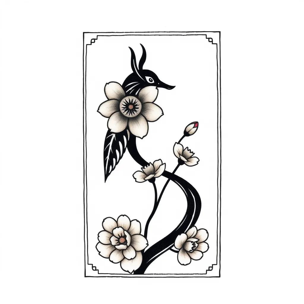 Hanafuda april cards tetování