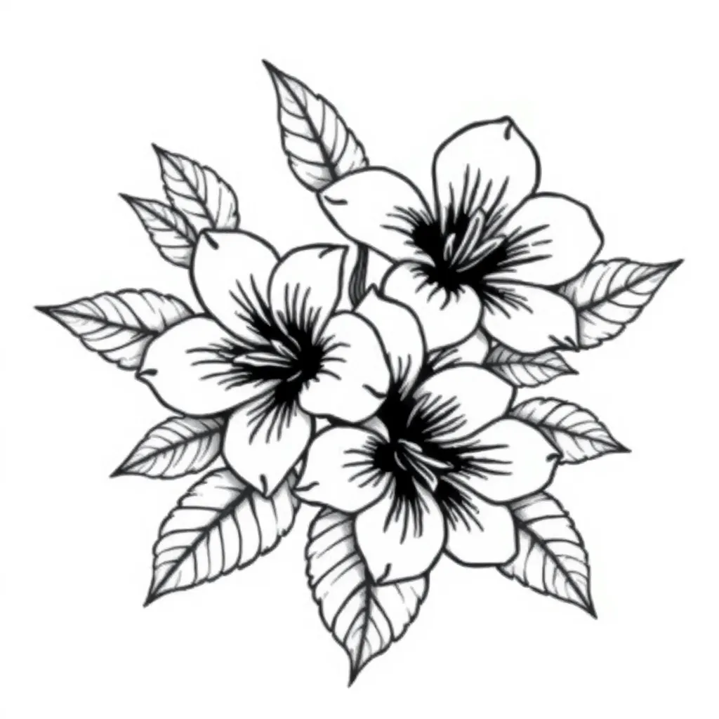 Hawaiian flowers with leaves  tatuering