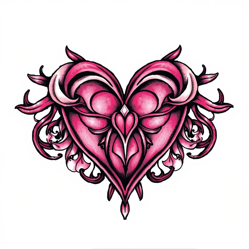 心形子宫形状，粉色 tatuointi
