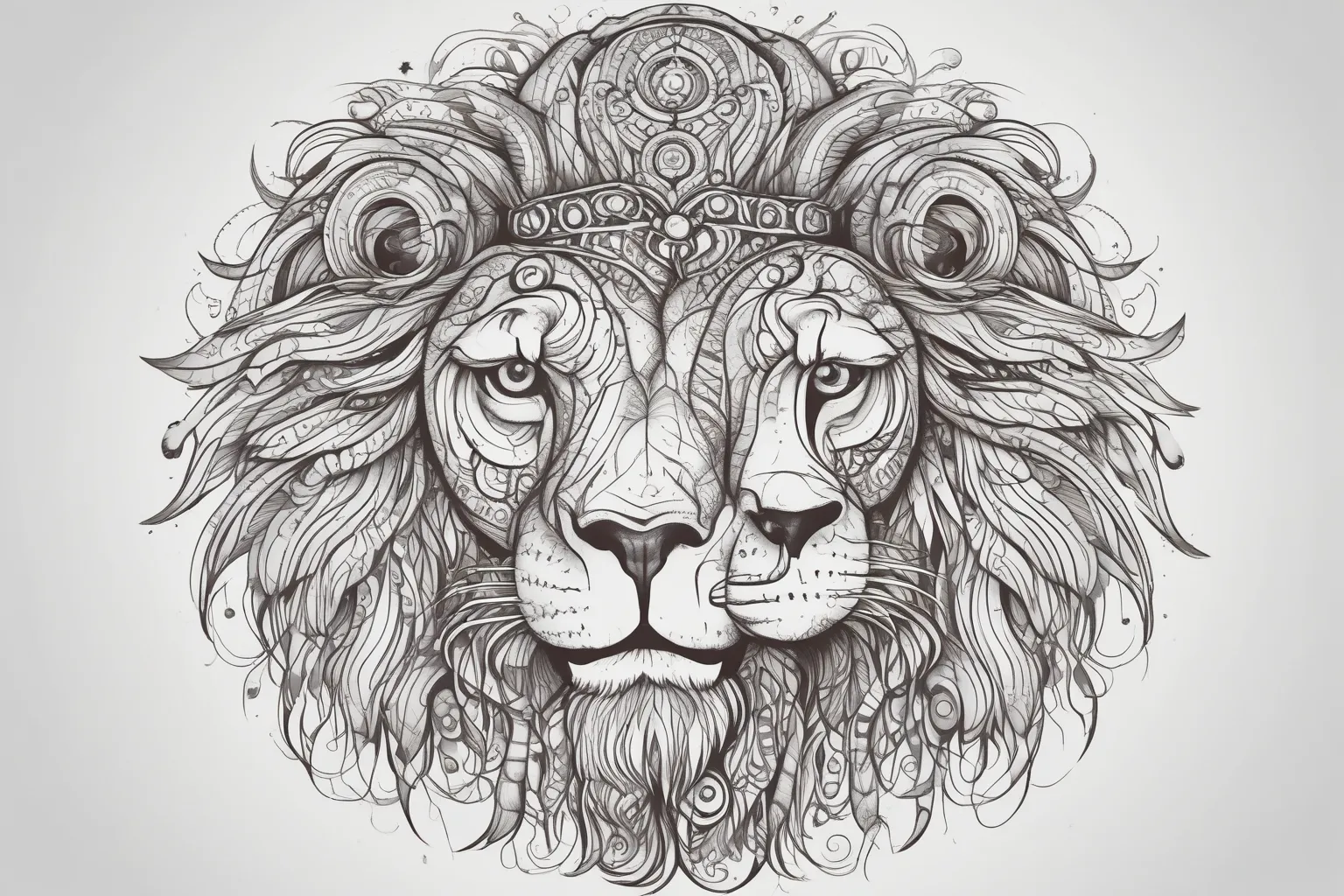 hippie lion tatuaż