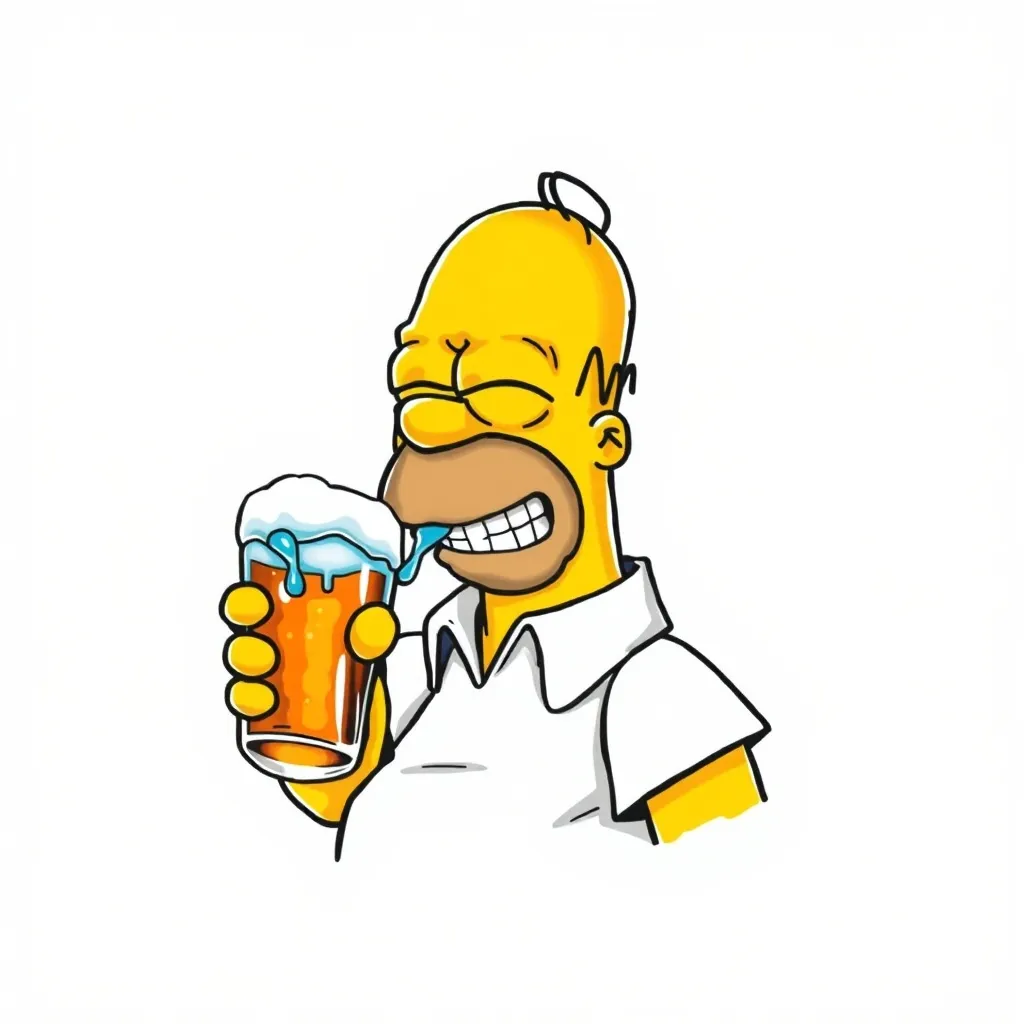 Homer Simpson con cara de ser babeando , con una cerveza fría en la mano tattoo