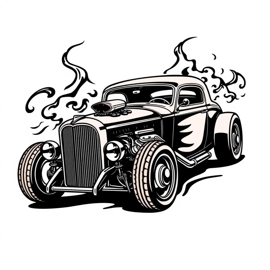 hot rod muscle car وشم