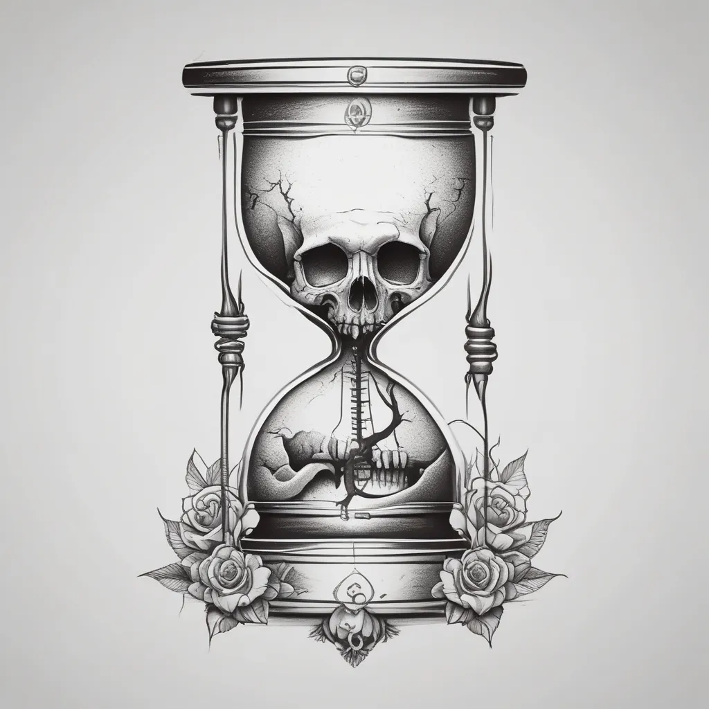 Hourglass With Skull टैटू