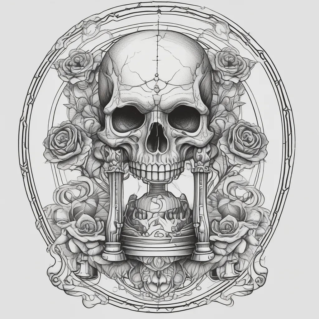 Hourglass With Skull tatuaje