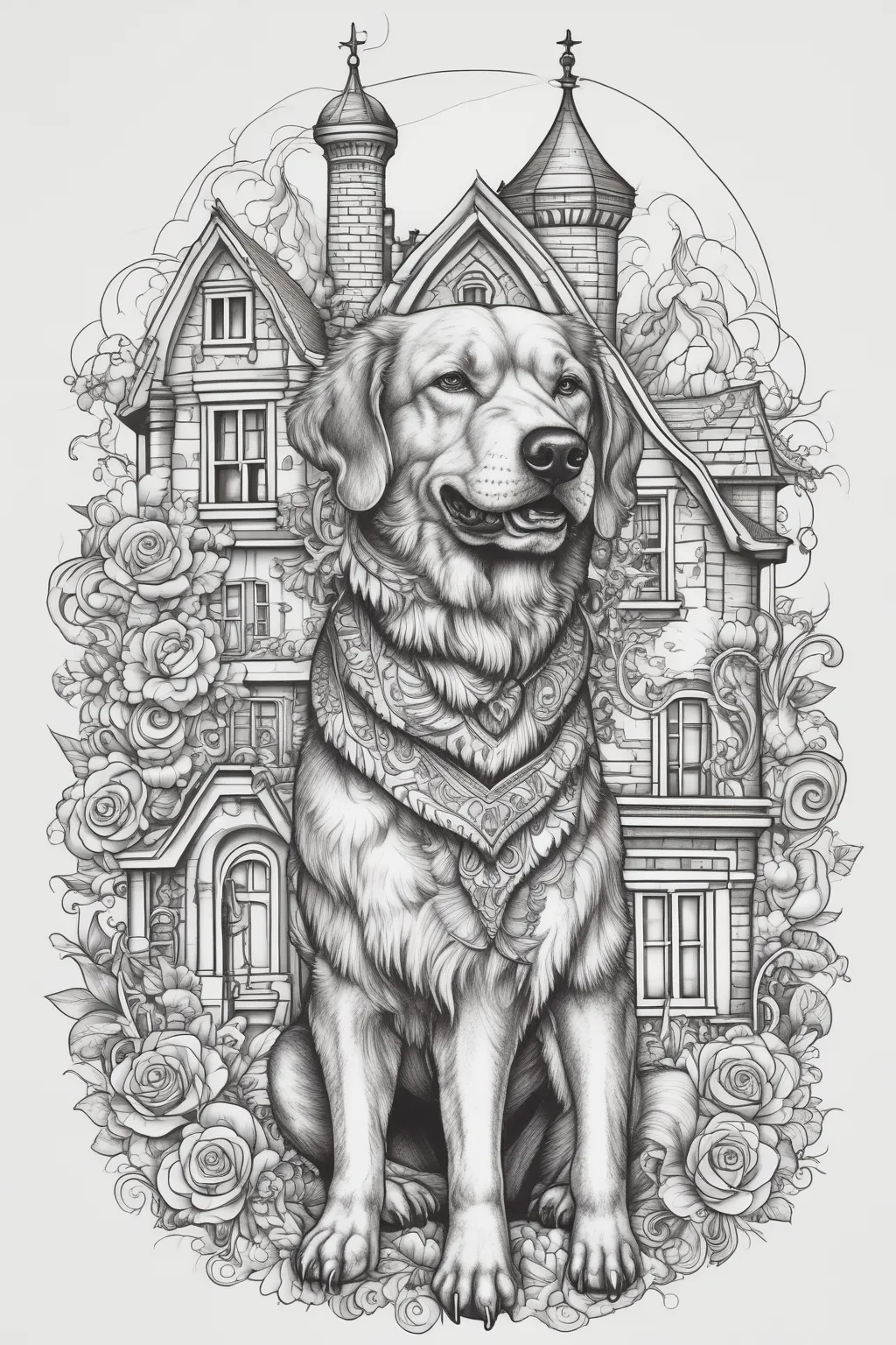 House and dog  tatuagem