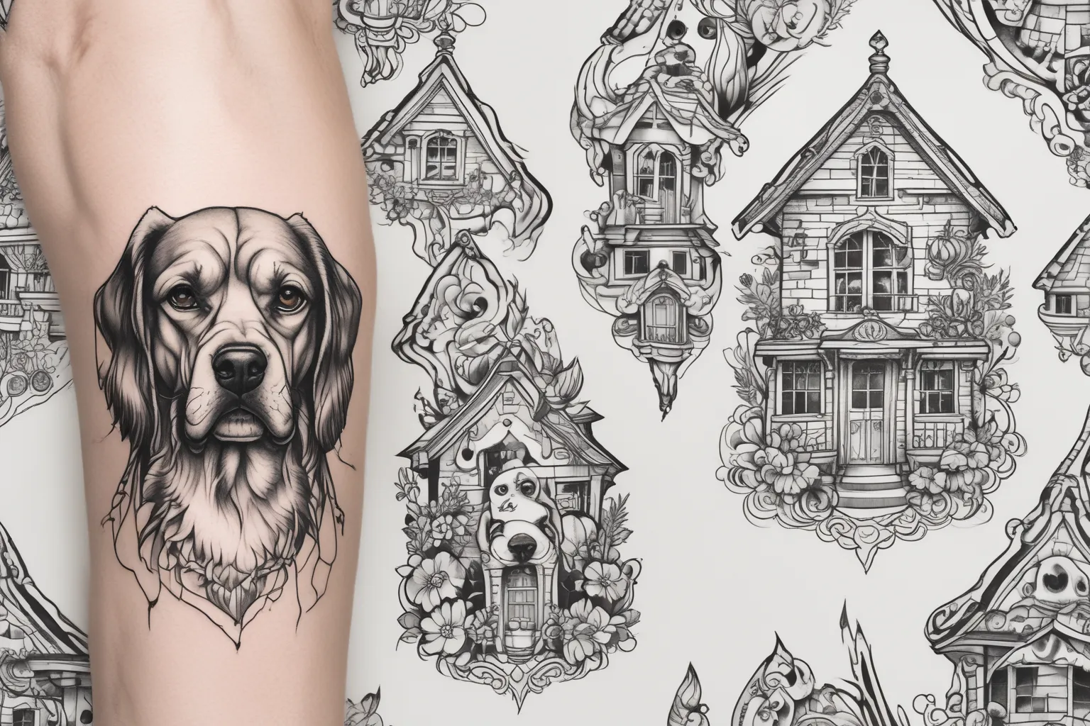 House and dog  tatuagem