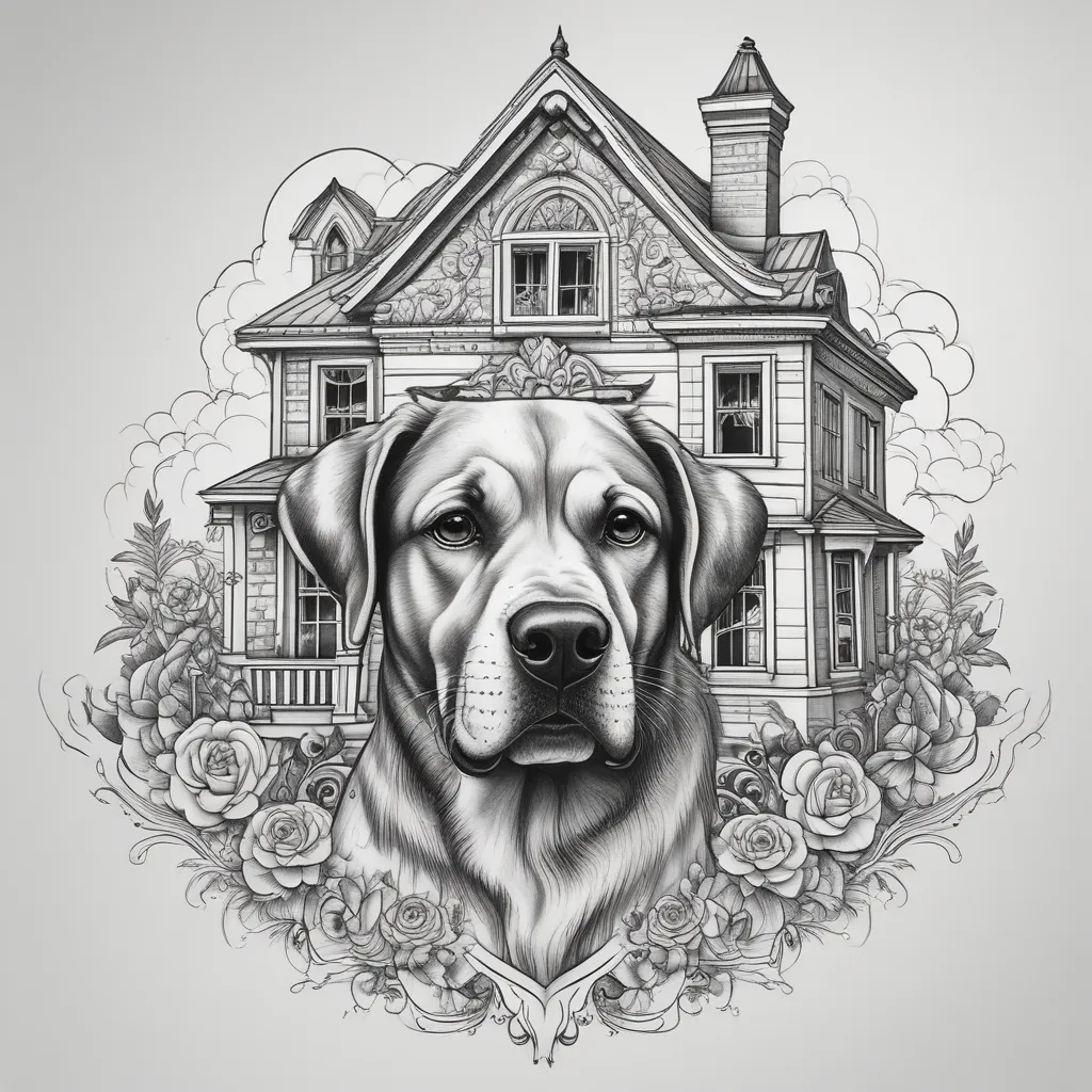 House, dog  tatouage