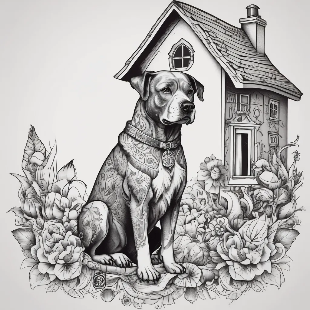 House, dog. tatuagem