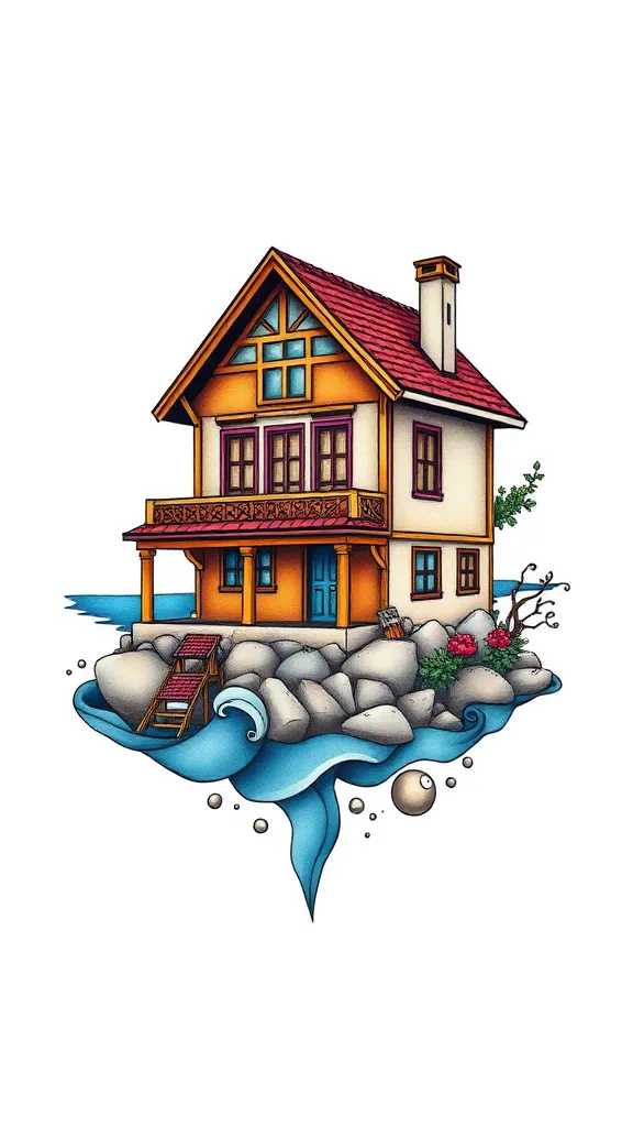 house near the sea 문신