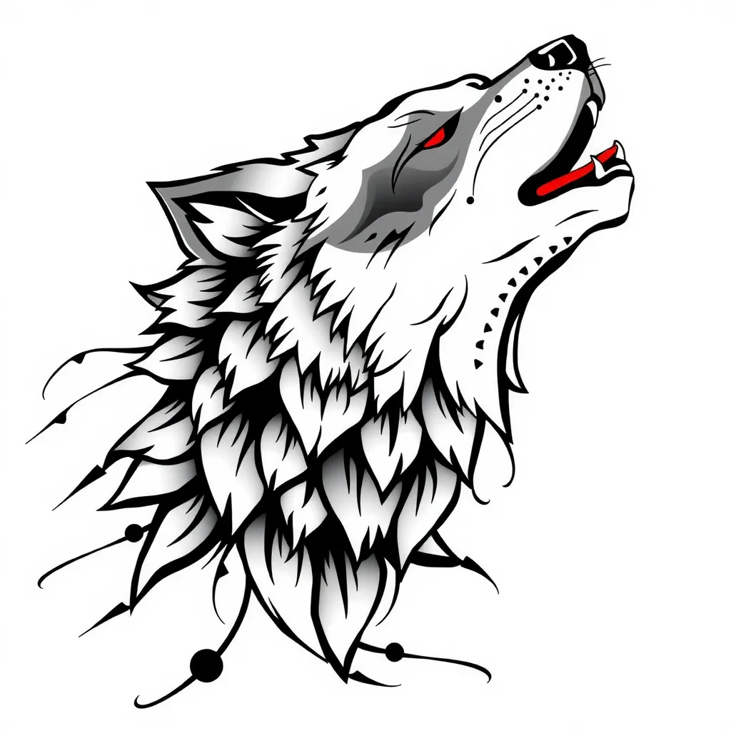 howling grey and black wolf  tatoeage
