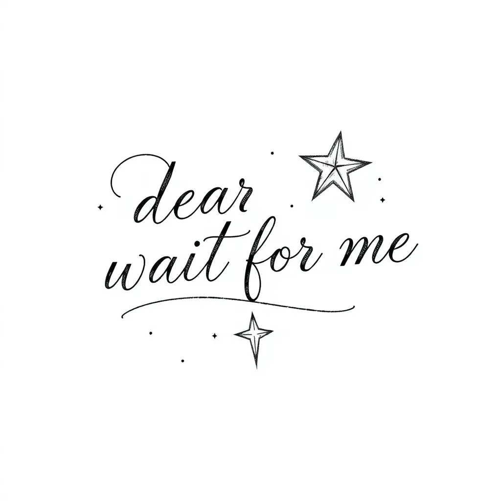 Husband passed on, want to write “dear wait for me” with star design  tatuaggio