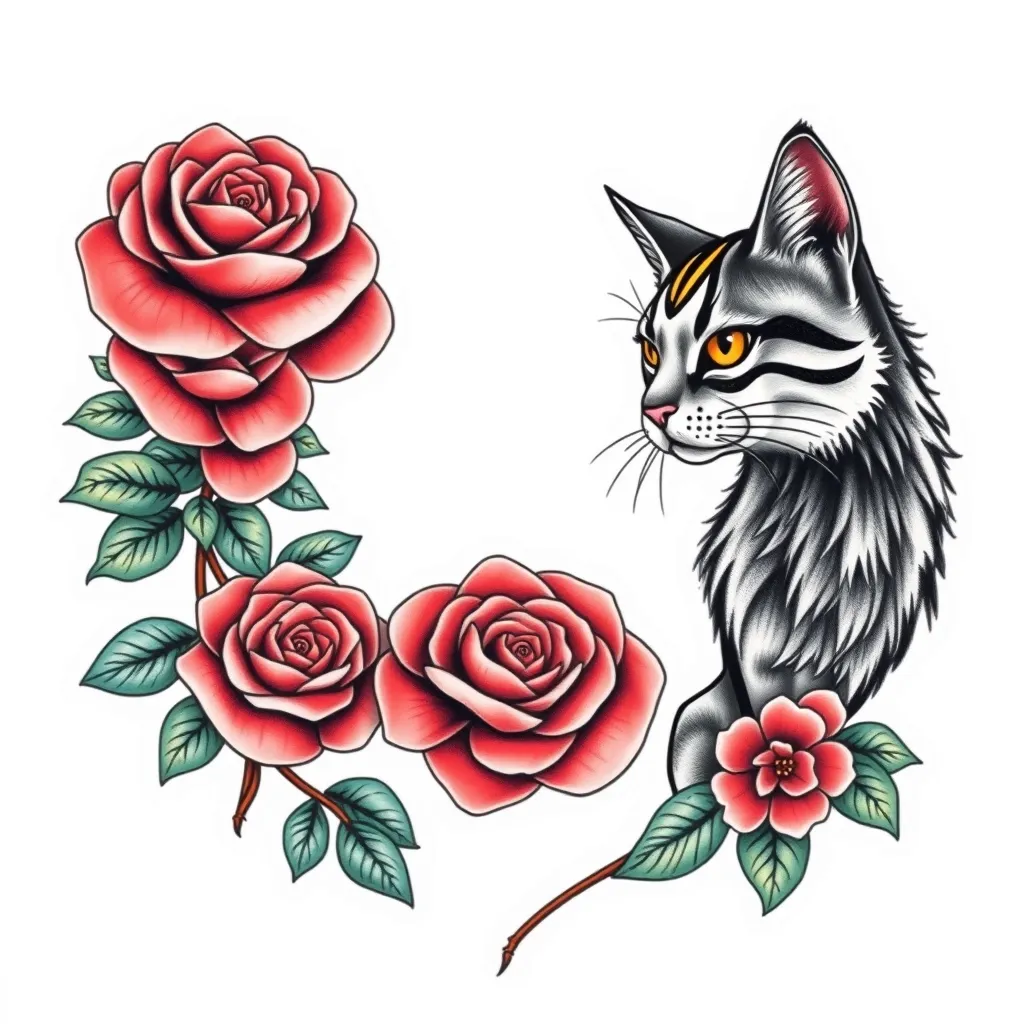 gosto de rosas, cachorros, gatos, a bela e a fera tatuointi