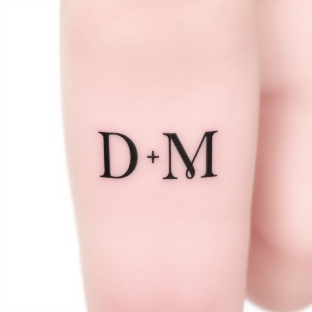 necesito q me ayudes generando un tatuaje pequeño que junte la letra D y M para tatuarme en el dedo pulgar  Tätowierung