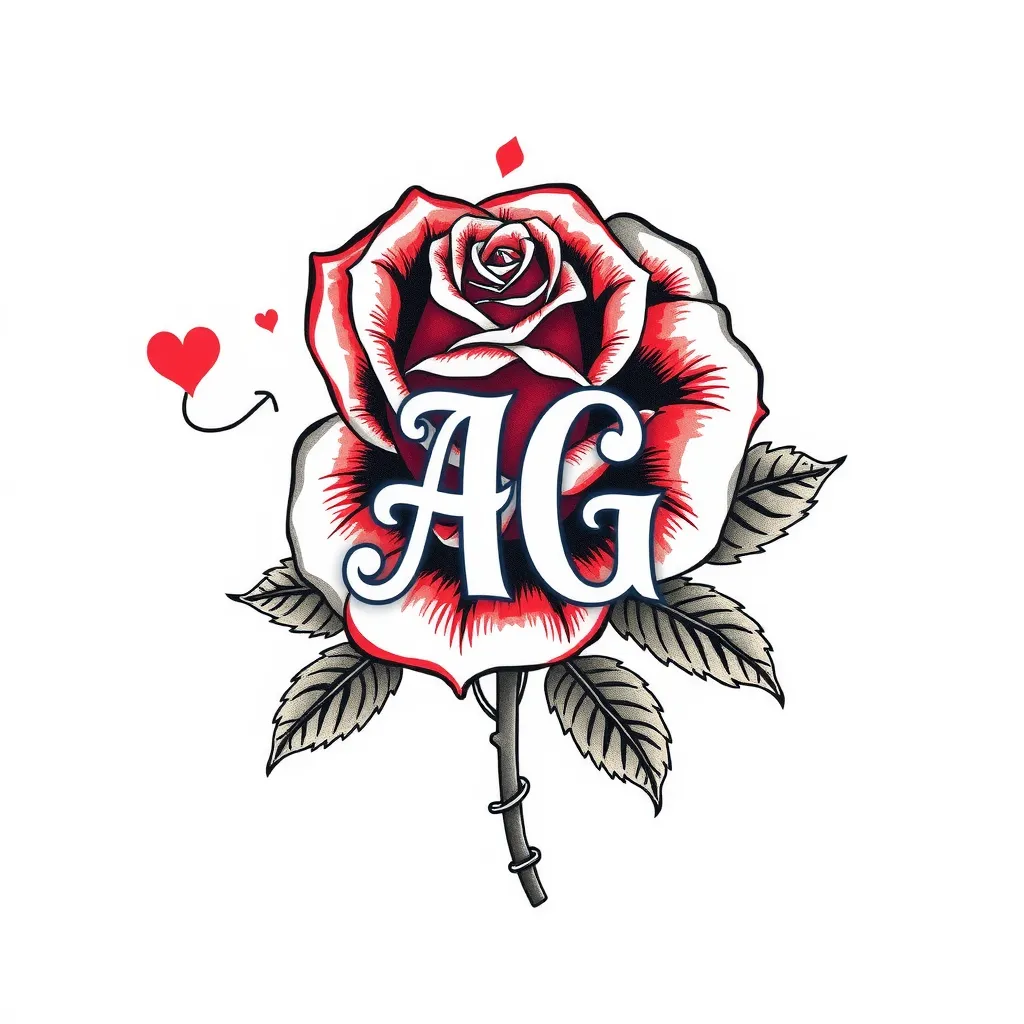 Quiero una rosa iniciales AG y alrededor una rosa tatuagem