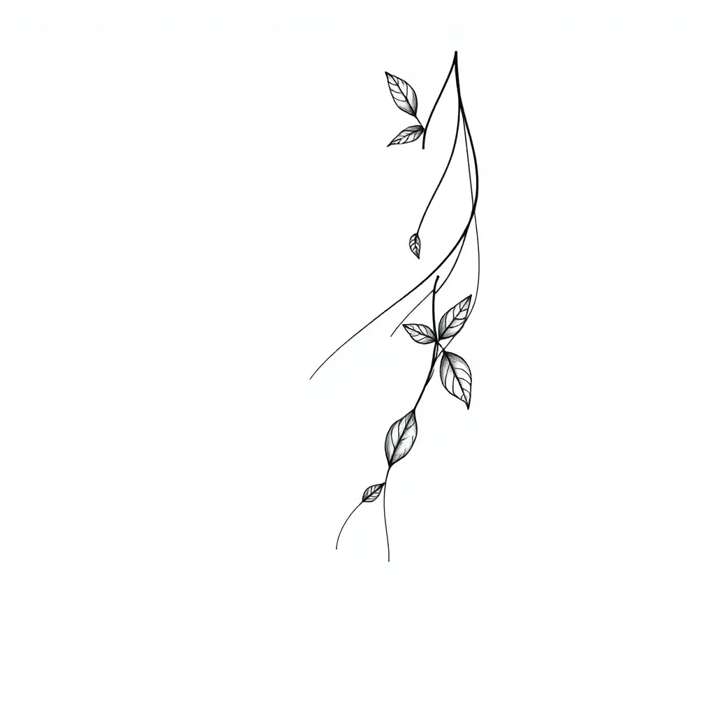 i want multipel srtings who sometimes intertwine with basic fine lines and some leafs on the strings i want it starting at my forearm and ending on my hand, not to much black and not to many leafs 入れ墨