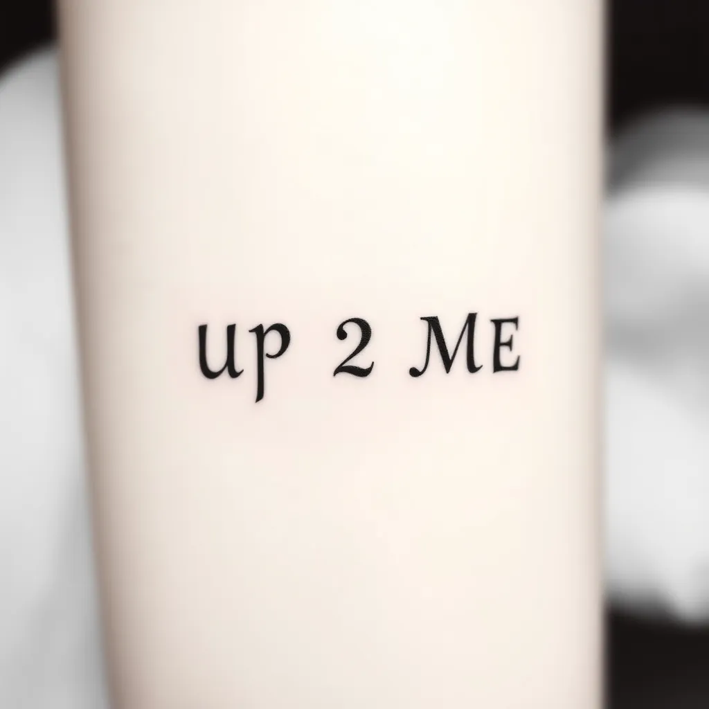 voglio tatuarmi il nome dell'album di ryeat UP 2 ME esattamente con lo stesso font, senza altri particolari tattoo