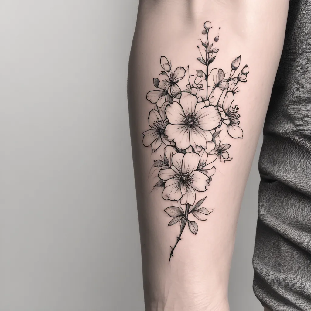 Idée de tatouage dans le style Néo-traditionnel A lign of cherry blossom, without the blossom being directly identifiable. It has to be kind of bstrait and minimalist, and a lign that goes around the arm
THE FLOWER ISN'T SUPPOSED TO BE SEEN 入れ墨