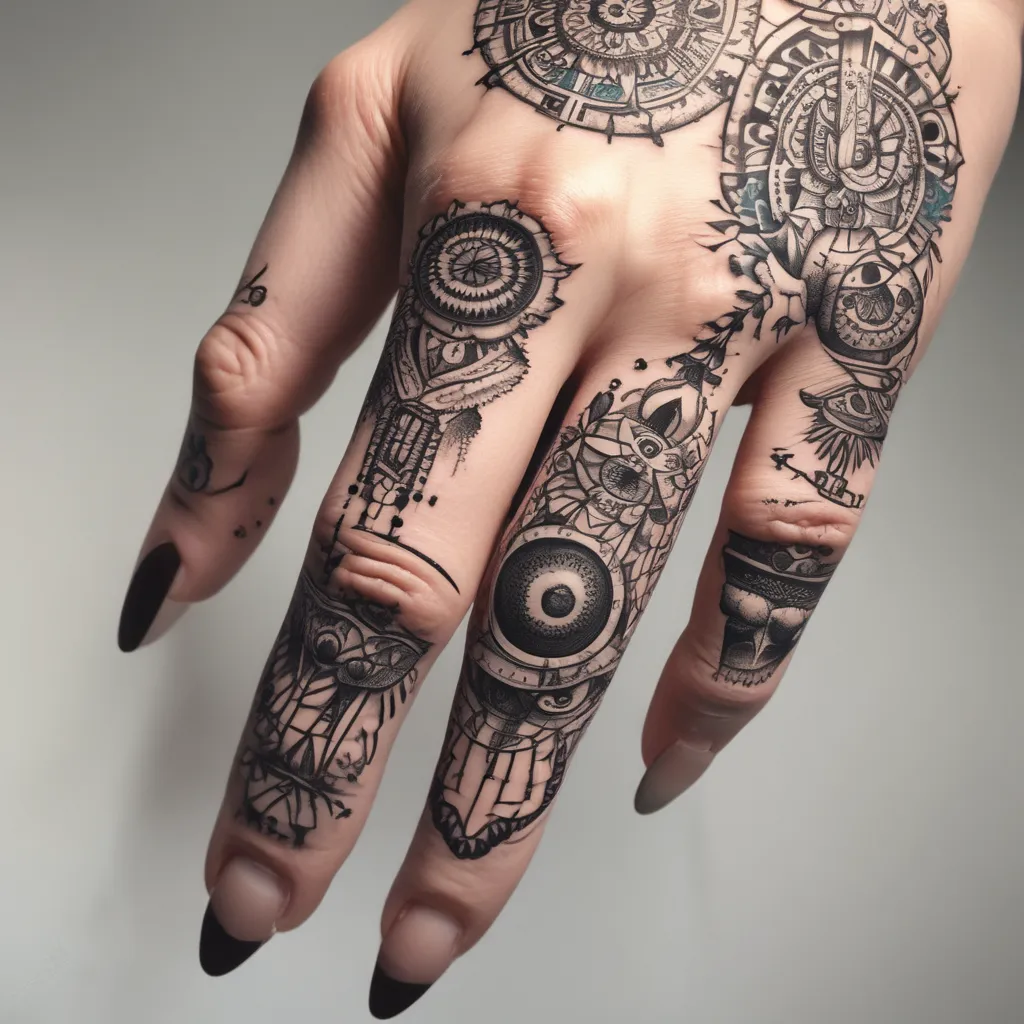 infinite pattern on the hands finger tattoo