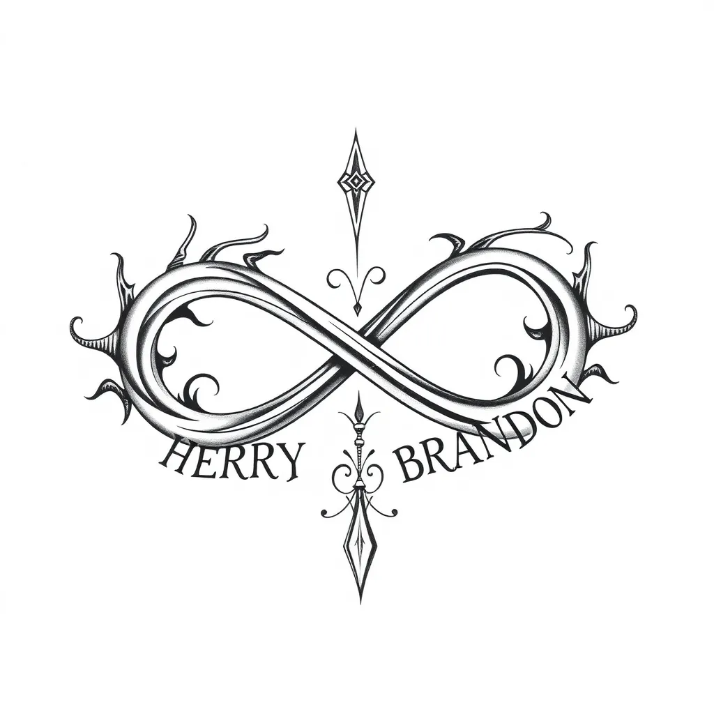 SIMBOLO DE INFINITO CON NOMBRES DE HENRY Y BRANDON tattoo