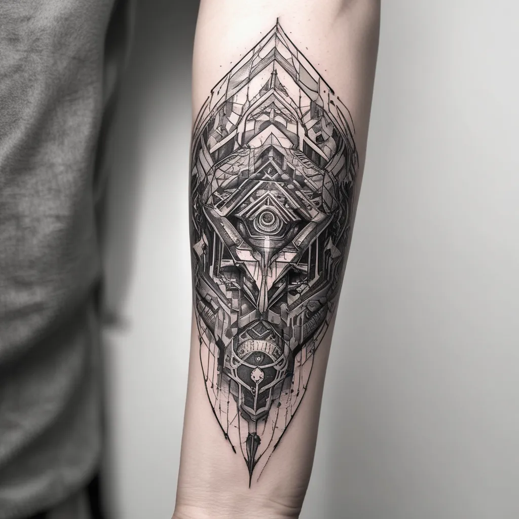 inner forearm, a tattoo associated with cyberpunk and artificial intelligence tatouage