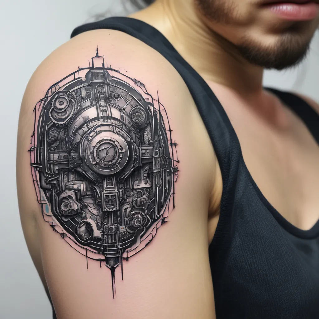 istrice, cyberpunk tatuaggio