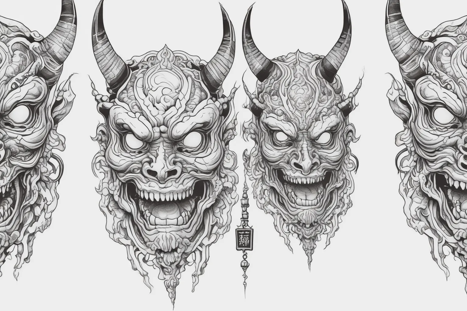 Japanese Demon Mask tatuaż