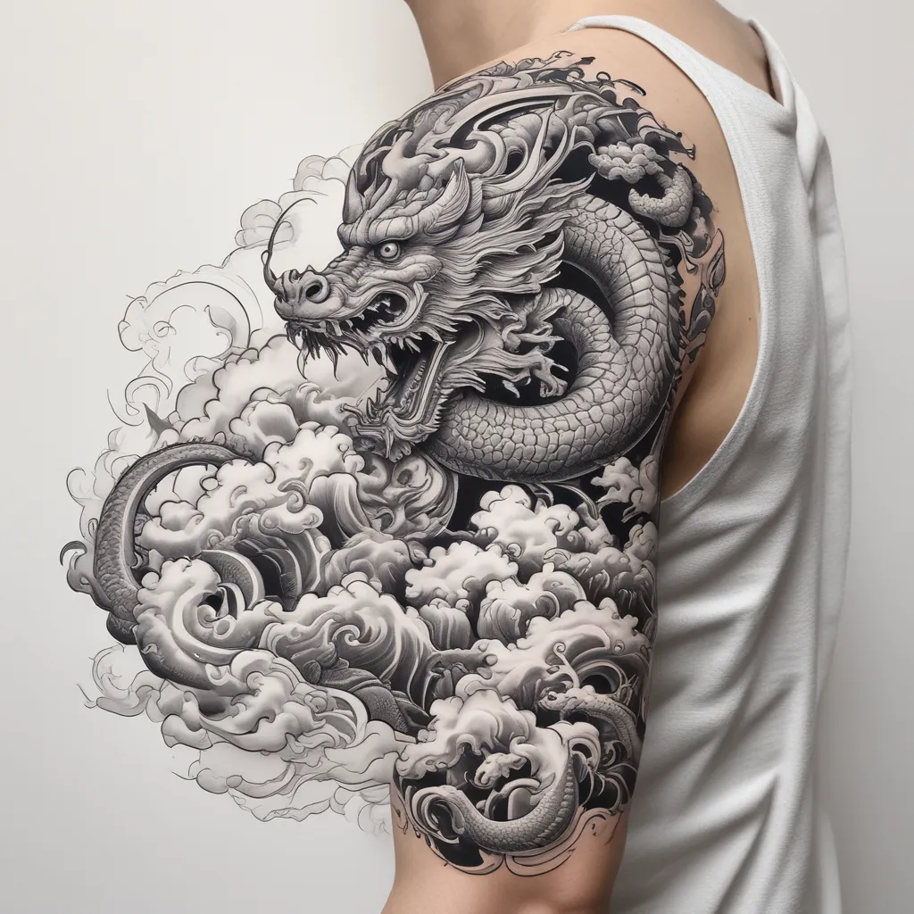 japanese dragon's clouds for arm tatuointi