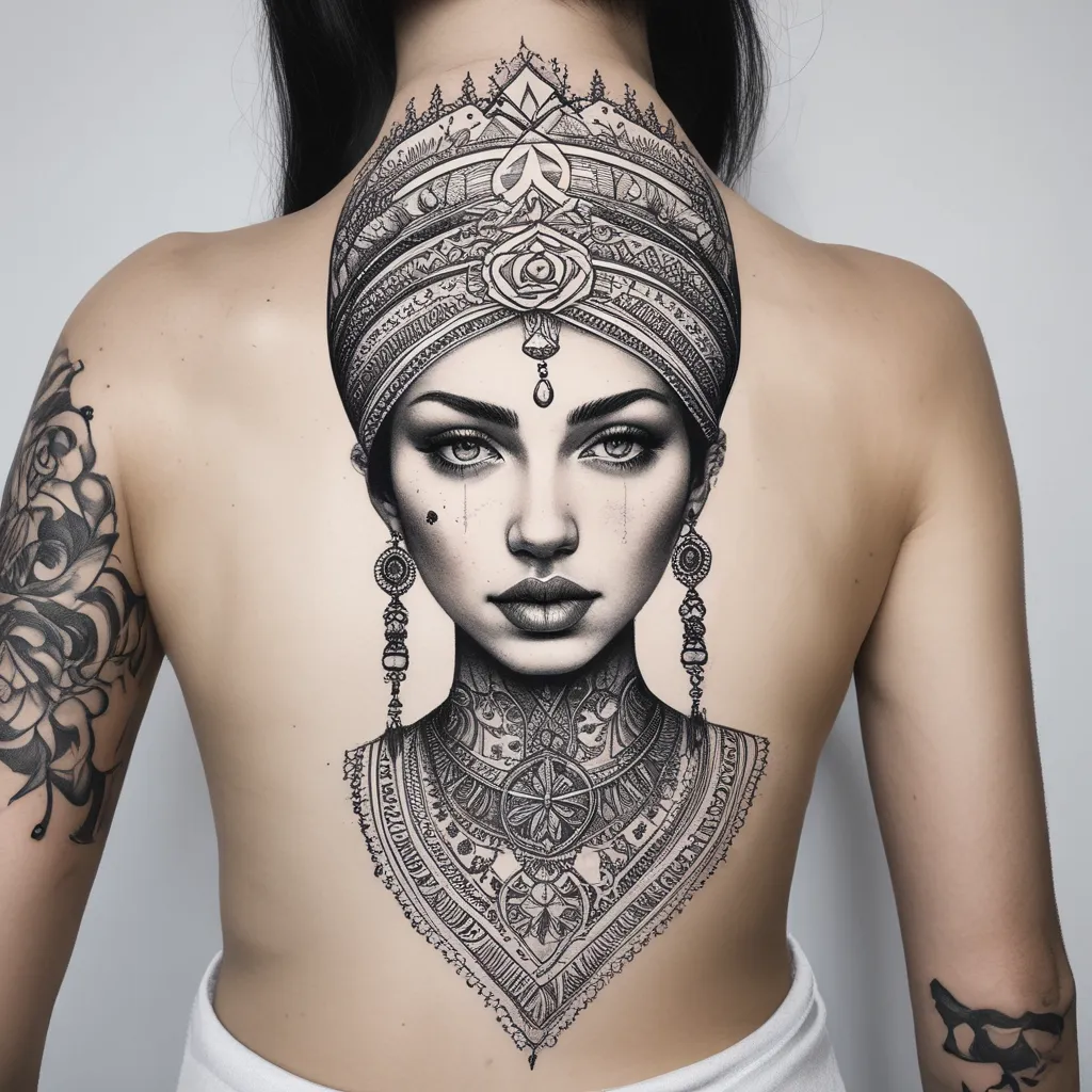 kurdistan and girl turban tattoo