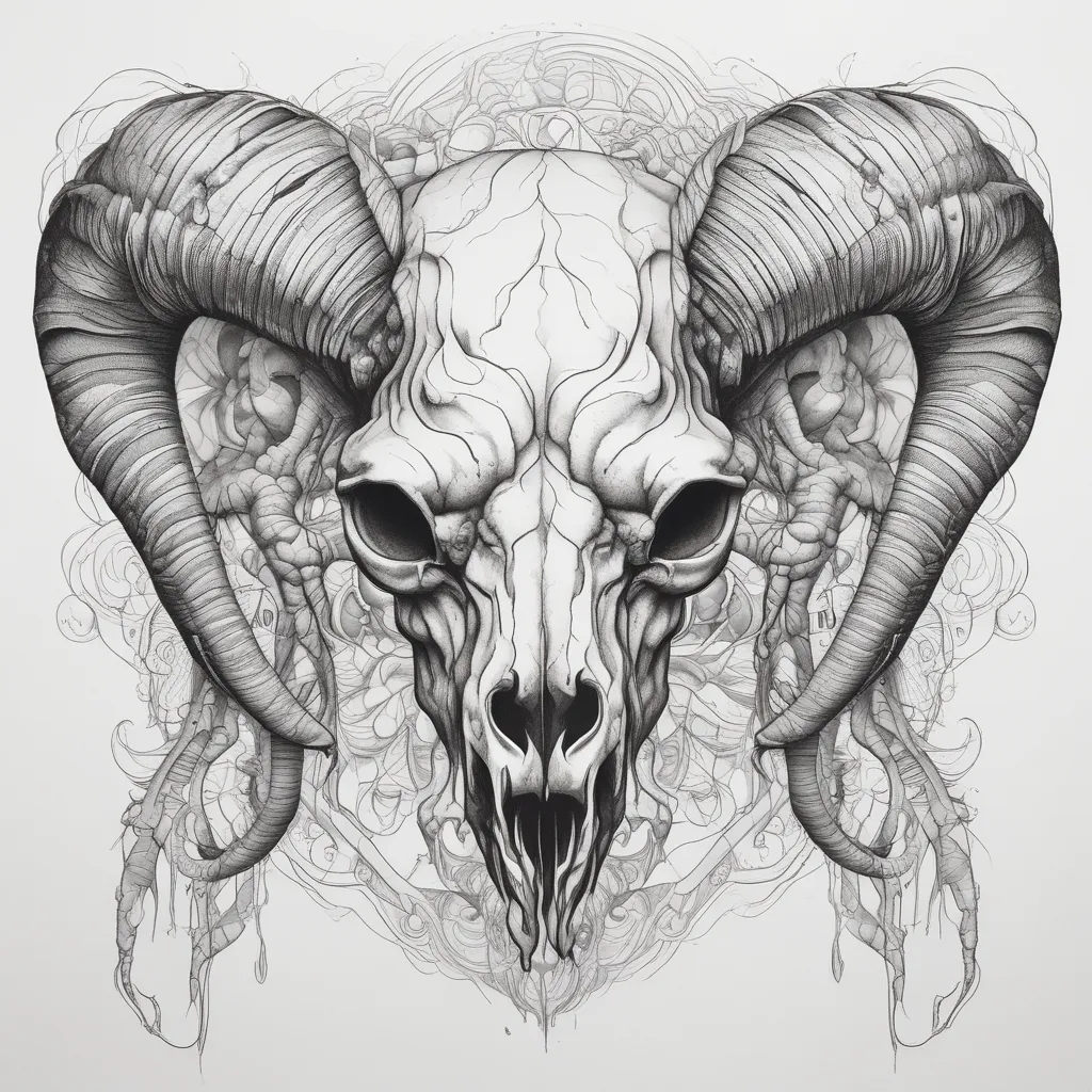 Large Ram Skull tatoeage