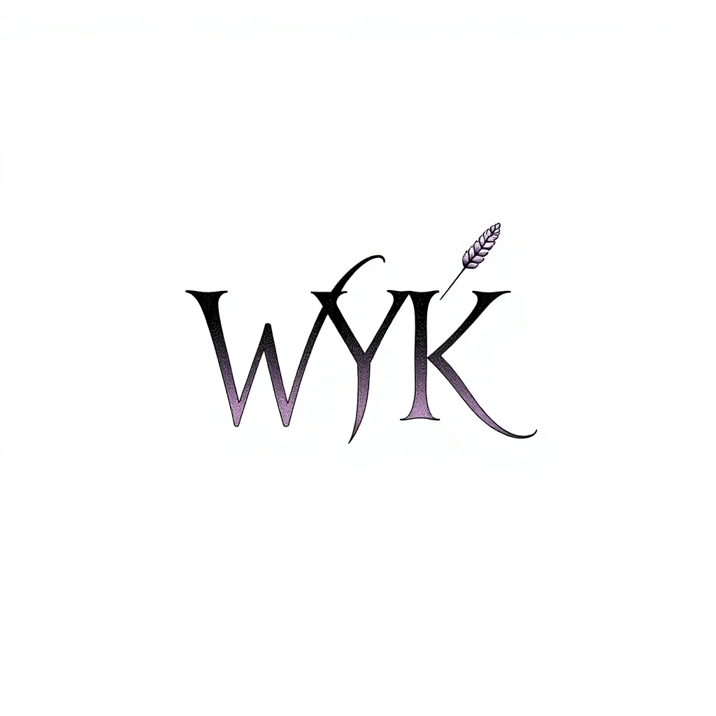 薰衣草融合英文字母WYK tatuagem