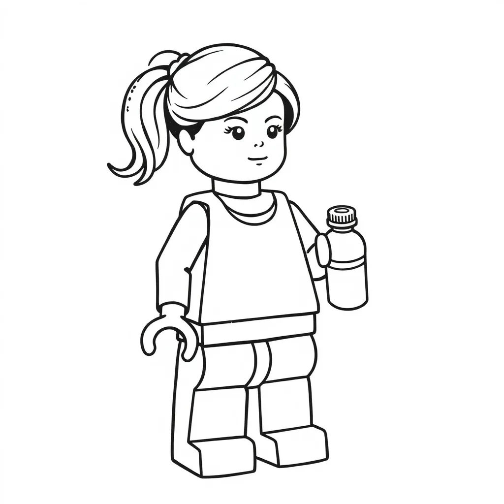 lego fille avec une petite bouteille d'eau dans une main  Tätowierung