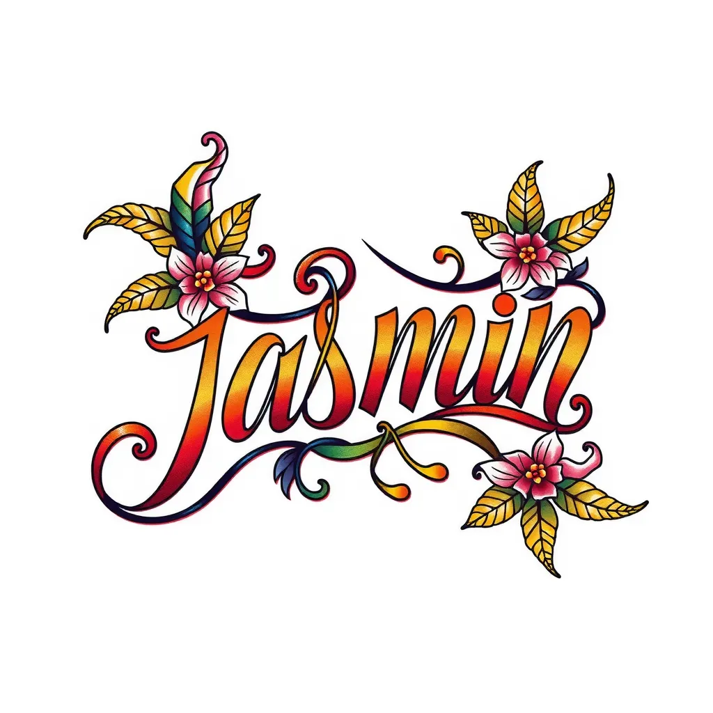 schriftzug mit dem Namen Jasmin mit schnörkel 入れ墨