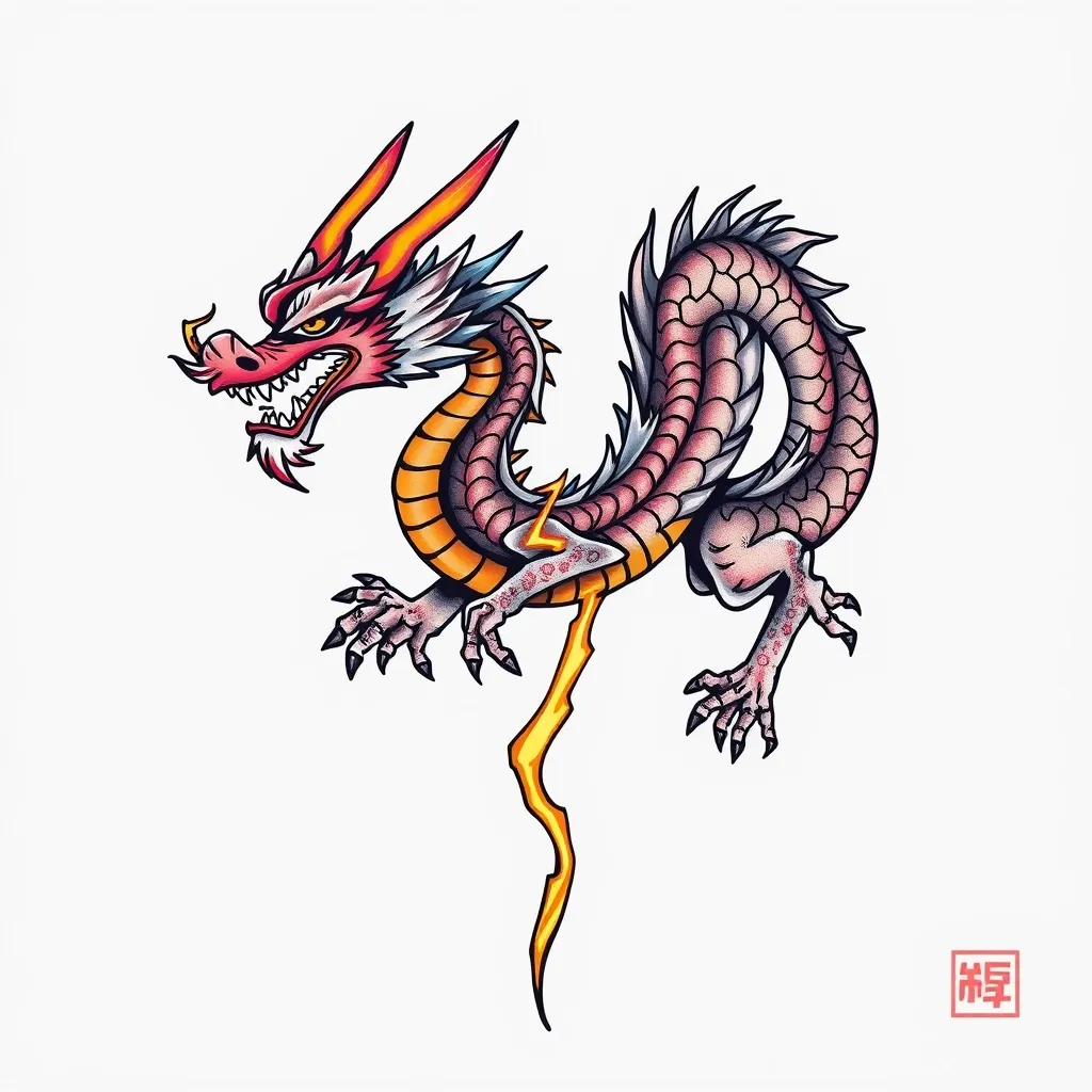 lightning dragon  tatoeage