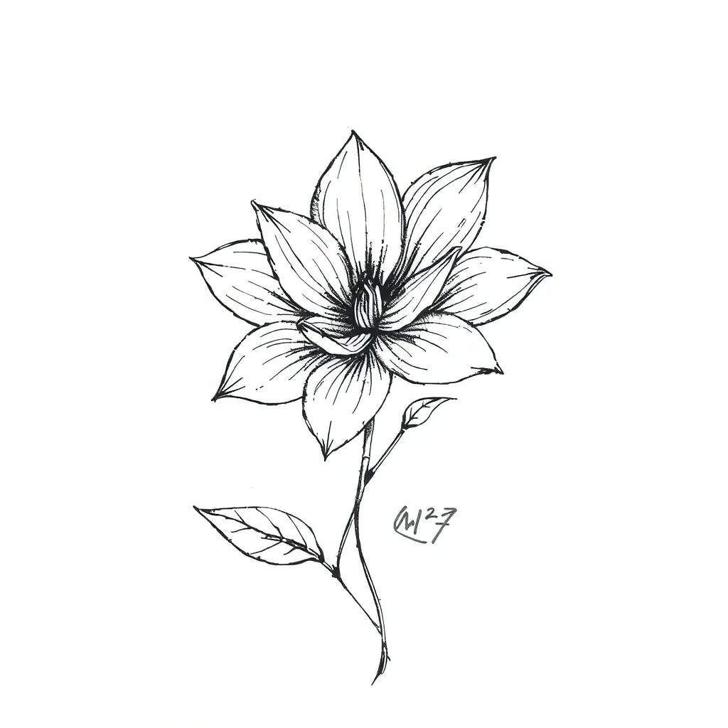 线条花朵纹身 문신
