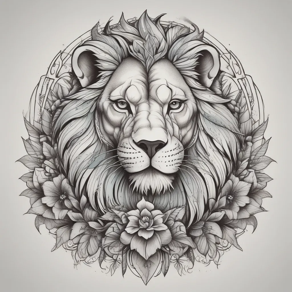 Lion hand weed 문신