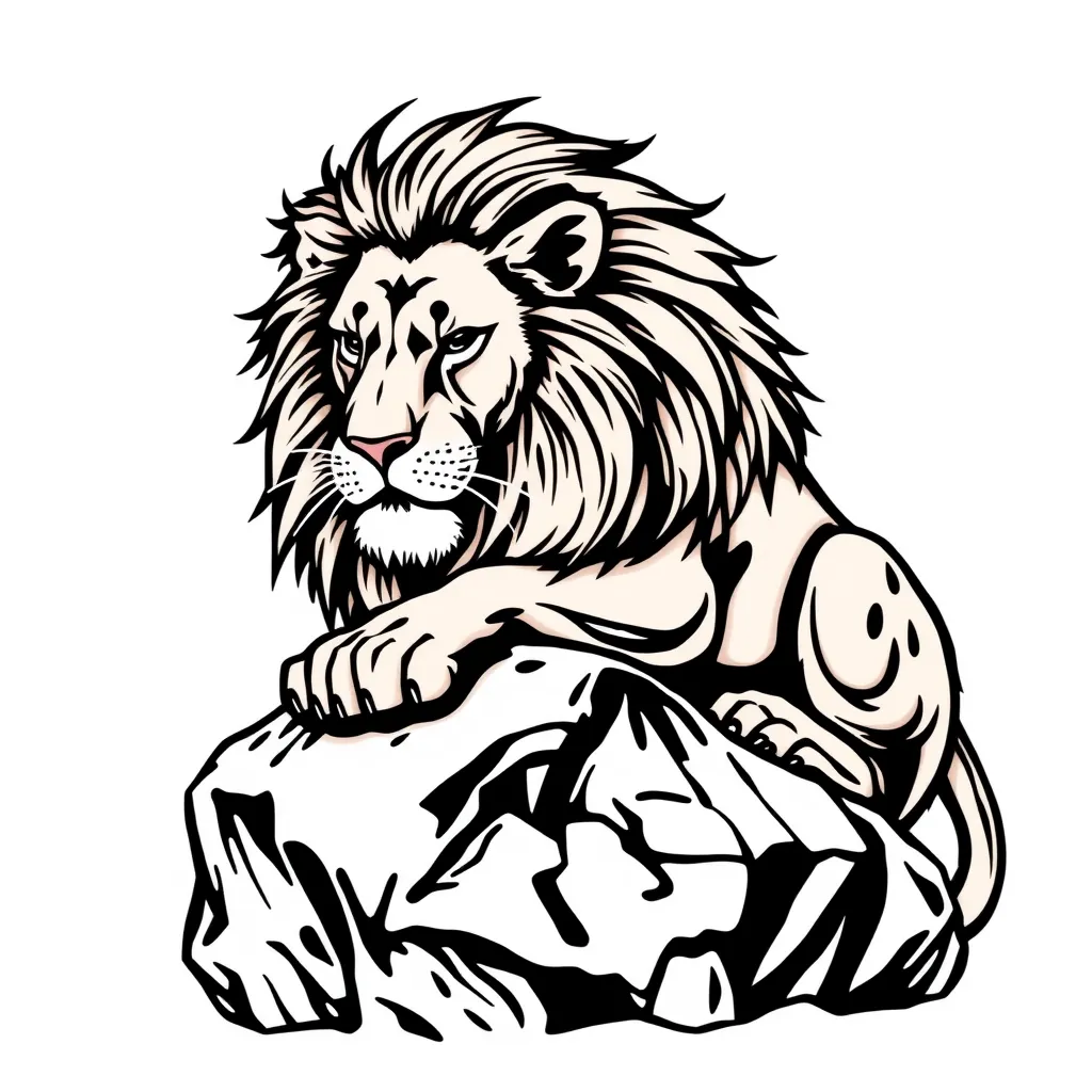 Lion on the rock tattoo