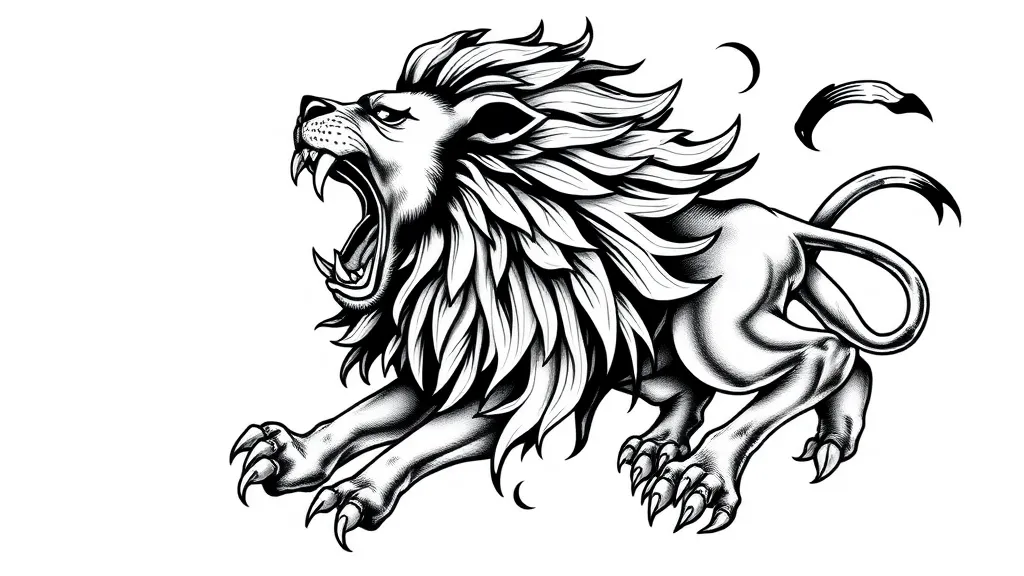 lion roaring, he is and representing Greek mythology. tattoo