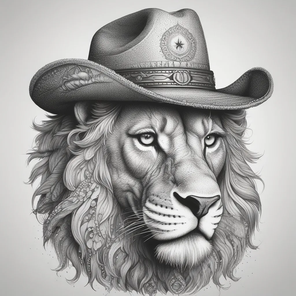 Lion Wearing Cowboy Hat tatuagem