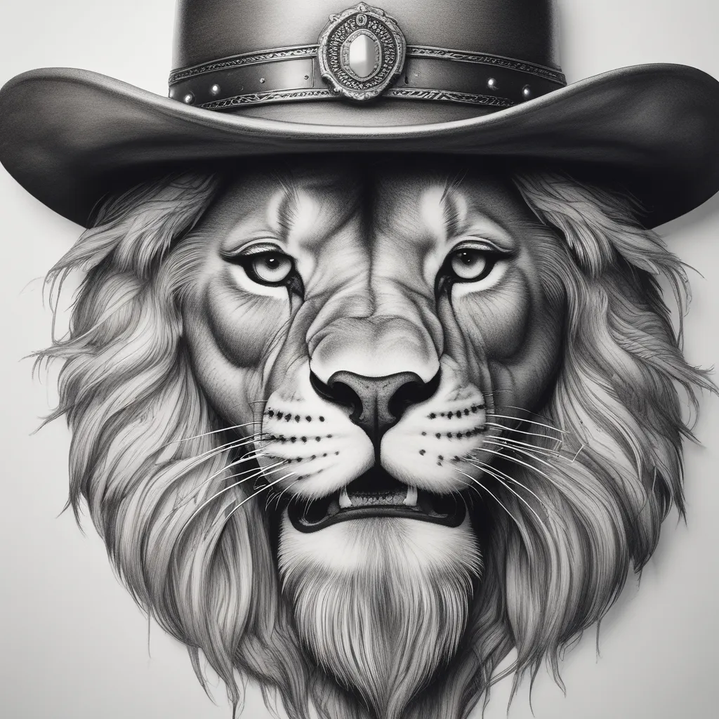 Lion Wearing Cowboy Hat dövme